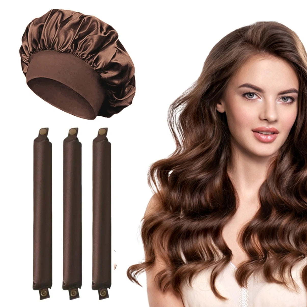 Satin Heatless Curling Rod Headband Set | No Heat Hair Curlers for Overnight Lazy Cur alternate view