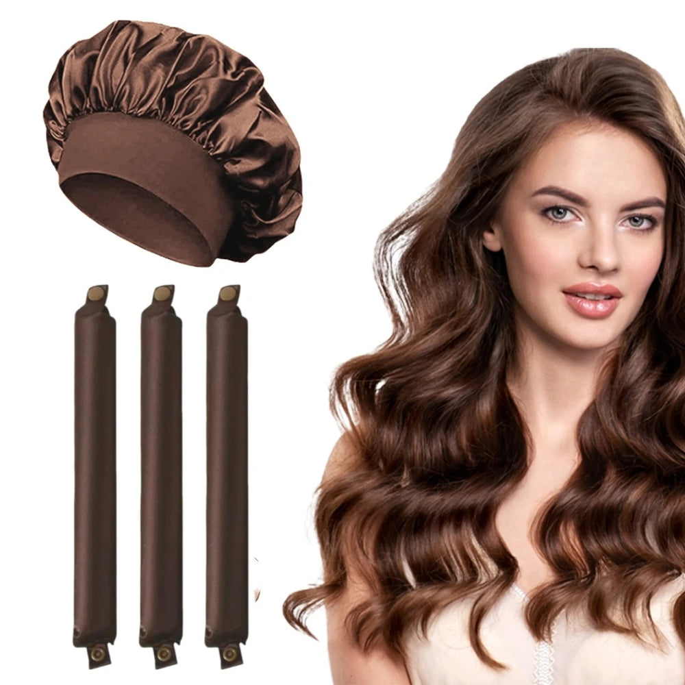 Satin Heatless Curling Rod Headband Set | No Heat Hair Curlers for Overnight Lazy Cur alternate view