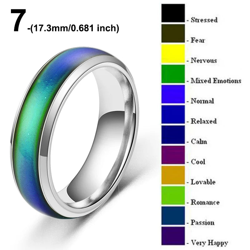 1pc Stainless Steel Mood Ring Changing Color Rings Emotion Feeling Temperature Ring Fo close-up view