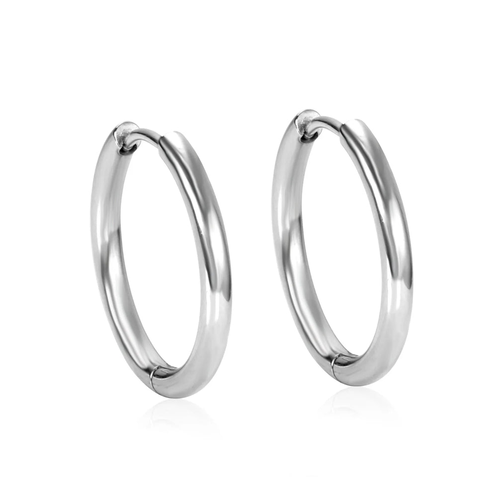 LUXUSTEEL Simple Hoop Earrings | Anti-Allergy Stainless Steel for Women close-up view