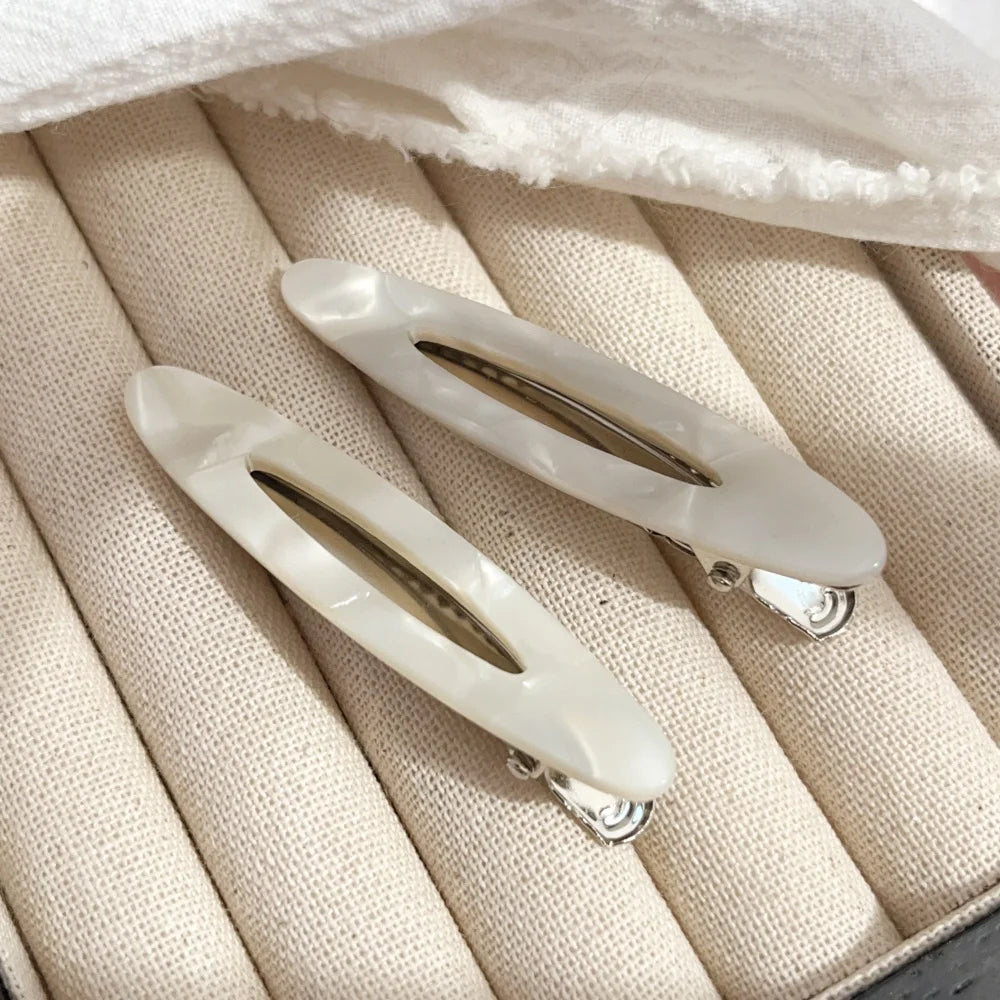 2pcs/Set Elegant Acetate Oval Hairpins Barrettes Korean Style Side Bobby Pins Bangs Ha close-up view