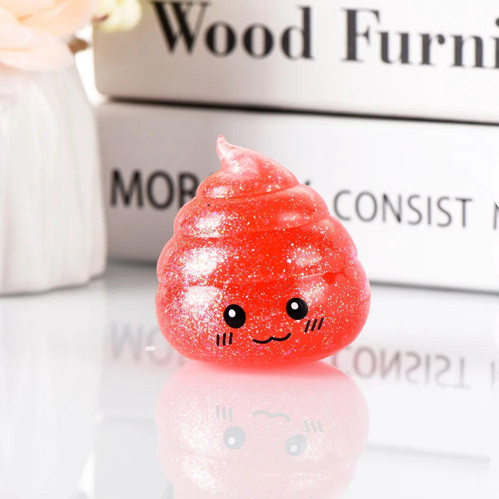 Novelty Squishy Poo Stress Ball Squishies Toys Glitter Funny Stretch Squeeze Fidget To close-up view