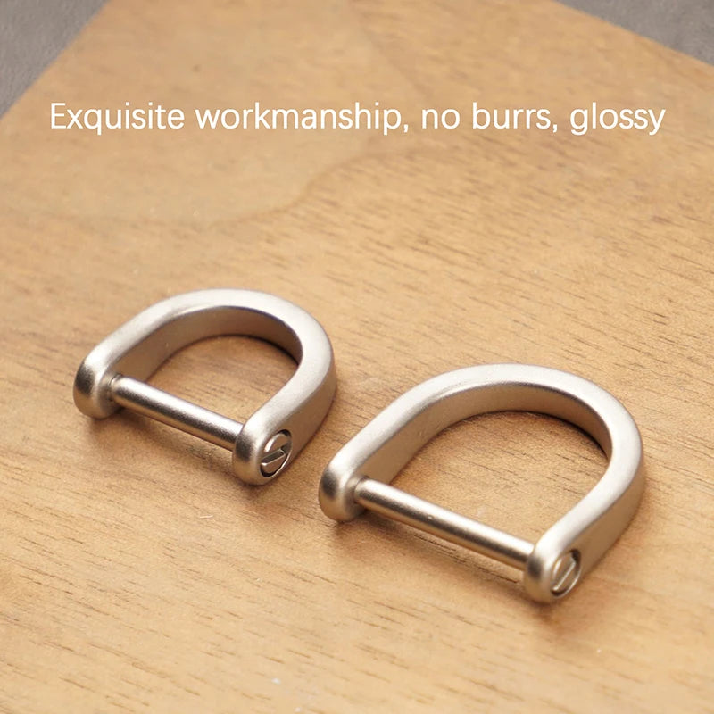 Titanium D Ring Key Shackle | U Shape Horseshoe Clasp for Car Key Fob and DIY Leather Ke detail view
