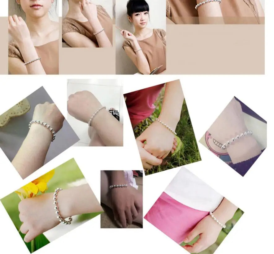 925 Sterling Silver 5MM Beads Bracelet For Women