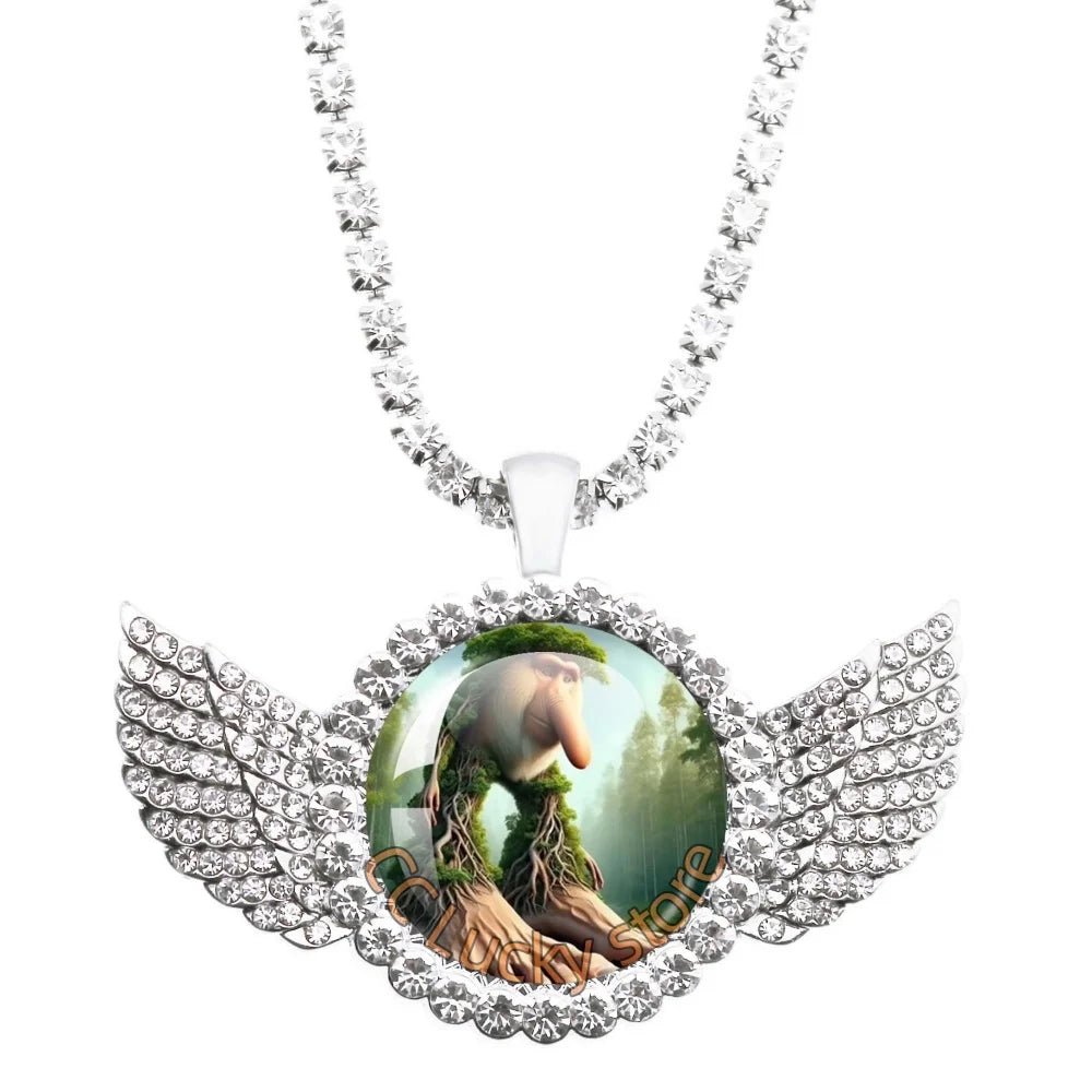 25mm Angel Wing Necklace | Italian Brainrot Pendant Funny Animal Jewelry Gift lifestyle view