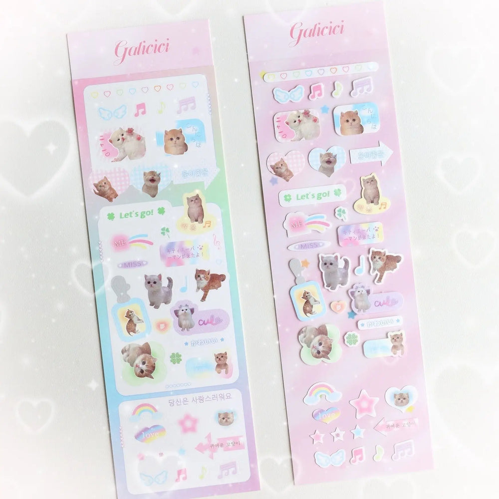 Sweet Animal Stickers | Sparkling Glitter Decals for Journaling and Scrapbooking close-up view