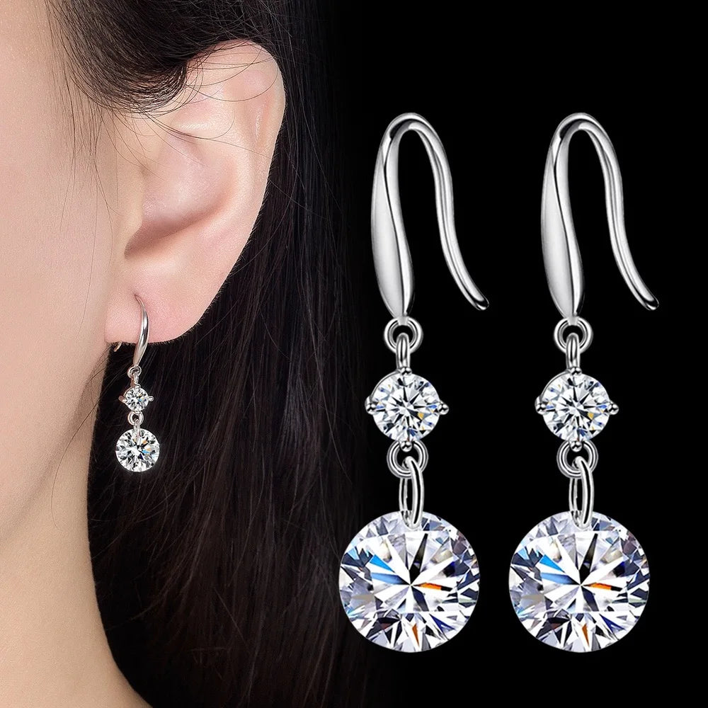 Lihong Women's 925 Sterling Silver AAAAA Zircon Long Earrings Fashion Jewelry for Wedd close-up view