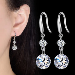 Lihong Women's 925 Sterling Silver AAAAA Zircon Long Earrings Fashion Jewelry for Wedd close-up view