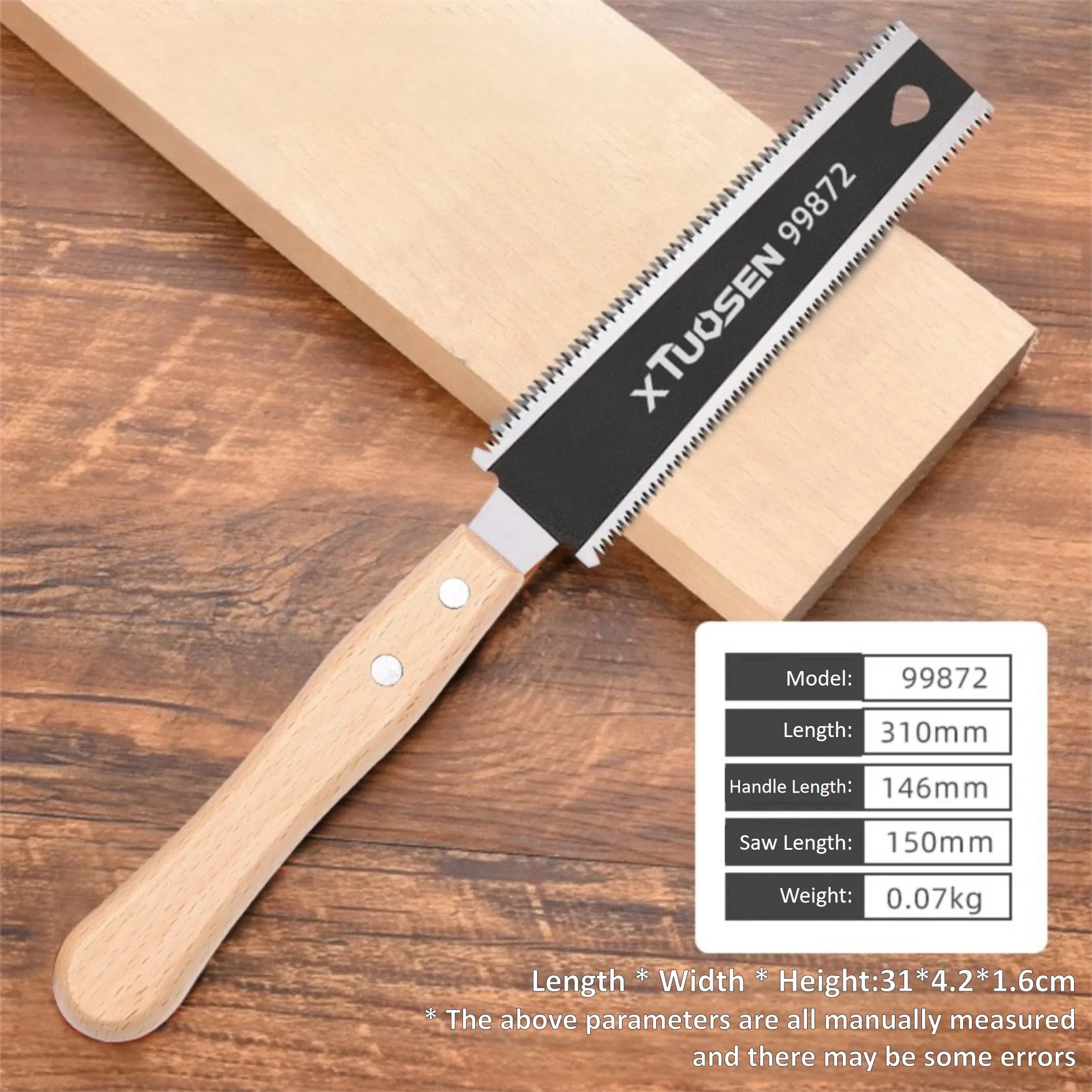 6-inch Double-sided Hand Saw | Flexible Flush Cutting Tool for Woodworking additional angle