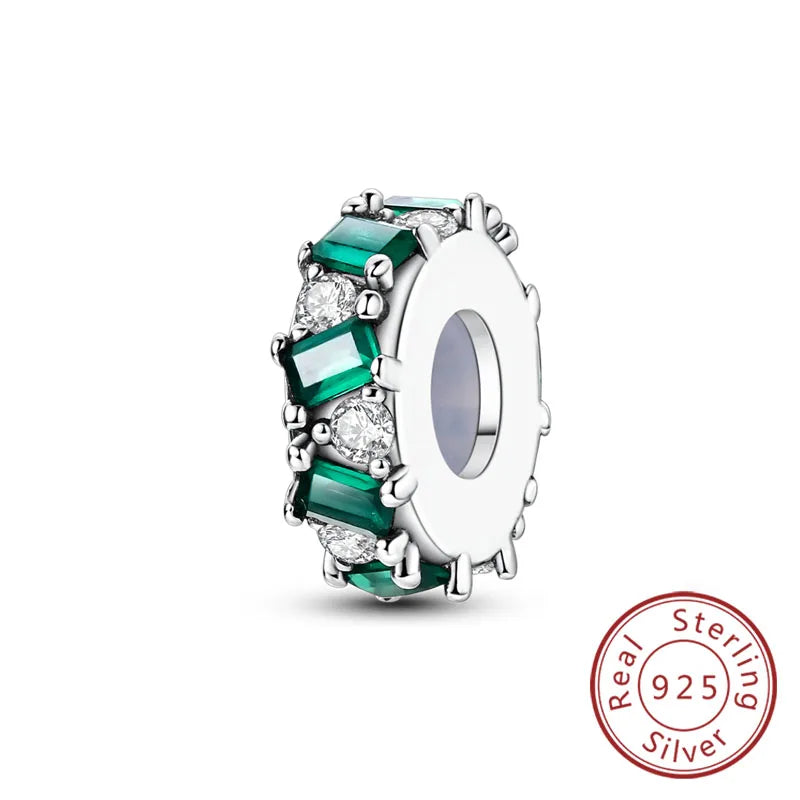 925 Sterling Silver Pendant Charms Beads Green Four-leaf Clover Love Family Tree Char lifestyle view