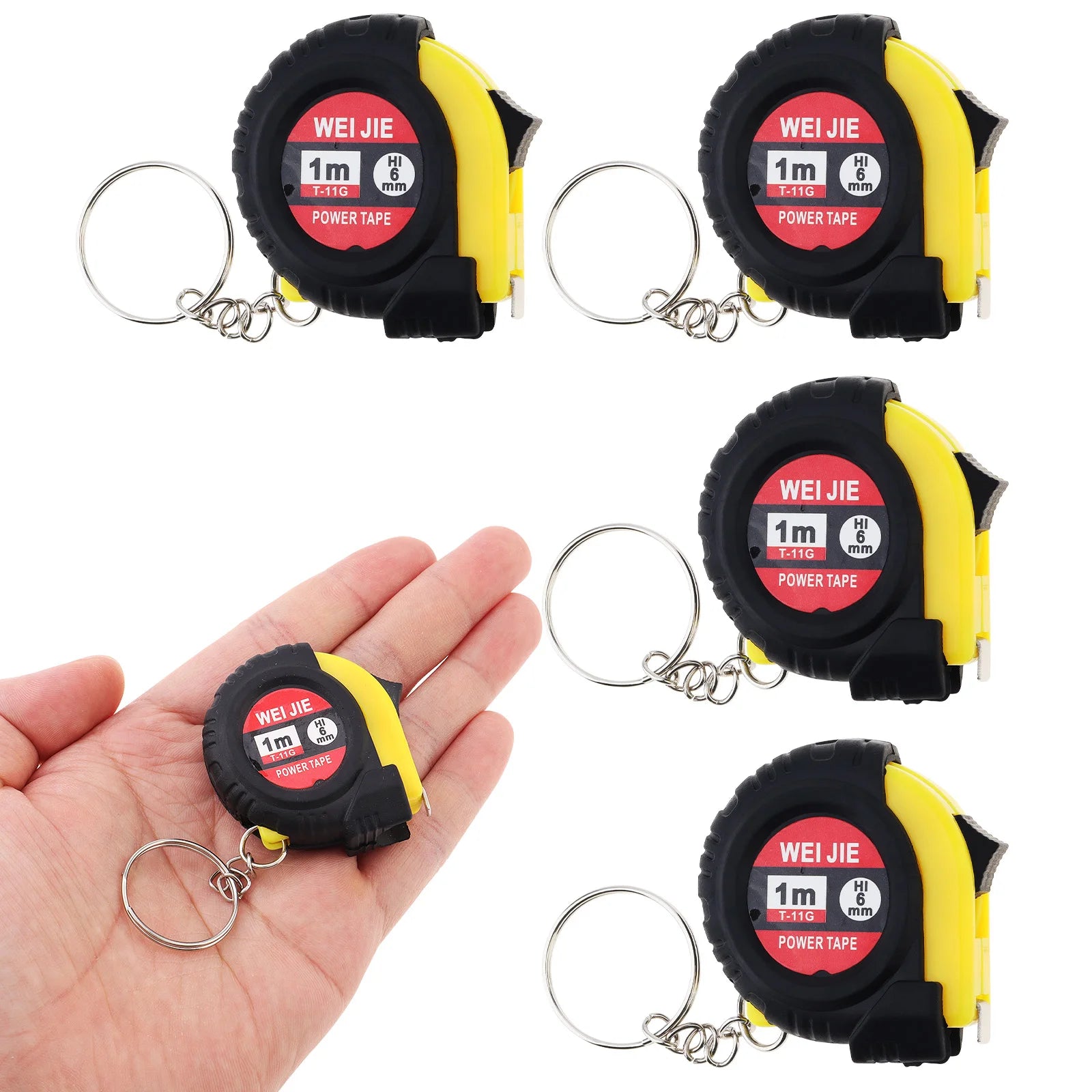 1pc/5pcs 3ft / 1m Green/Yellow Keychain Tape Measure for Quick Easy Measurements wi additional angle