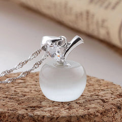 925 Sterling Silver Crystal Apple Link Chain Necklaces For Women Fashion Vintage Eleg alternate view