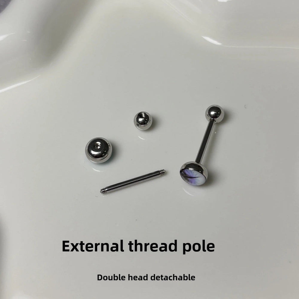 New Trendy Hypoallergenic Stainless Steel Colorful Eye Tongue Rings for Women Tongue Stu detail view