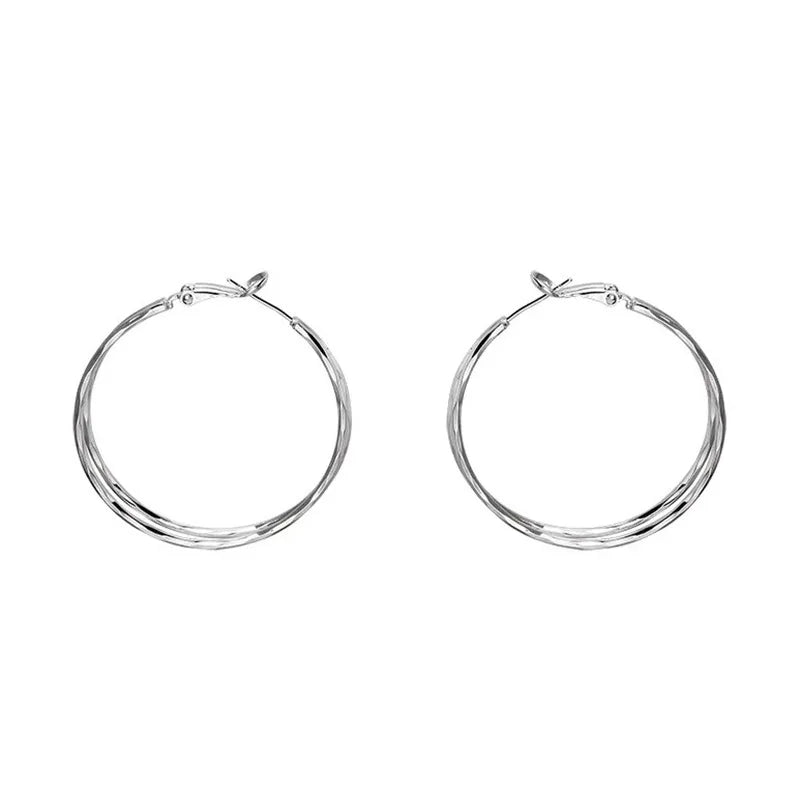 Oversize Gold Plated Hoop Earrings | Simple Thick Round Circle Stainless Steel Hoops lifestyle view