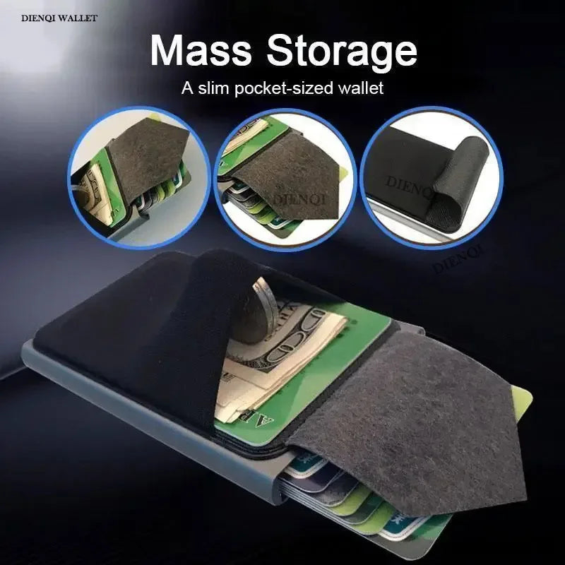 DIENQI RFID Credit Card Holder | Slim Pop-Up Metal Wallet detail view