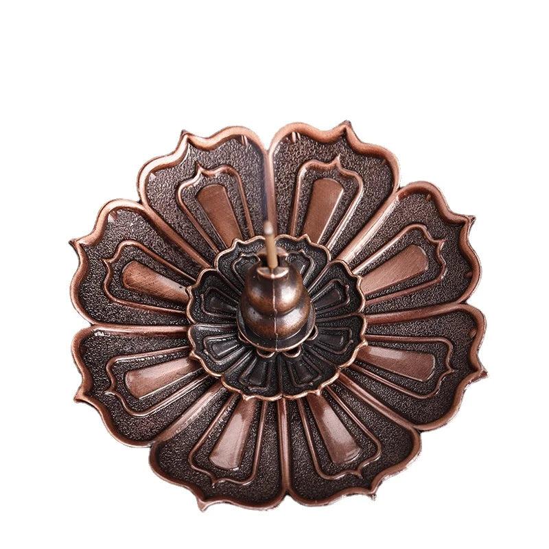Lotus Incense Burner | Metal Lotus Ash Catcher for Stick and Cone Incense close-up view