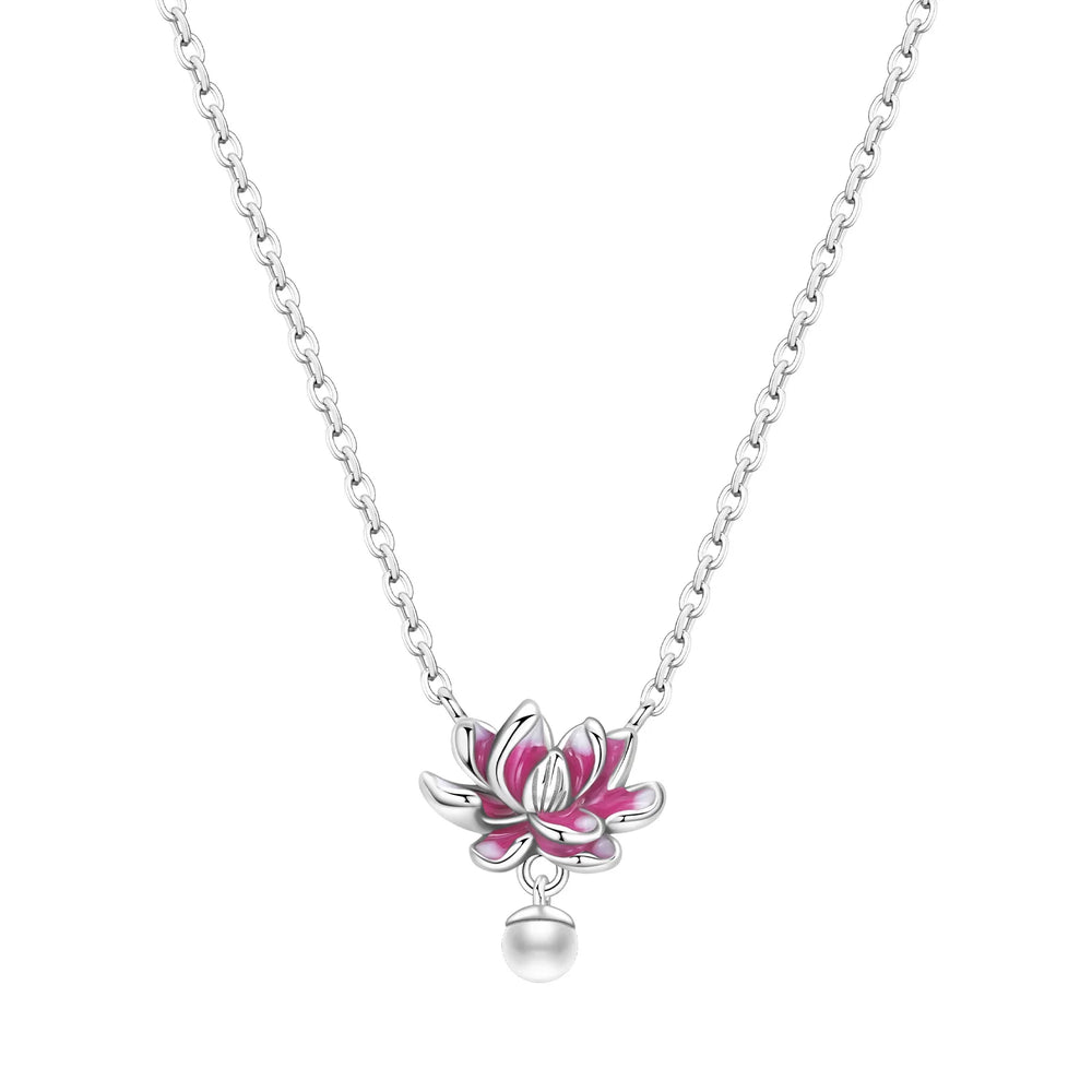 Romantic Pink Crown Heart Pendant Necklace Genuine 925 Sterling Silver Elegant Fine J lifestyle view