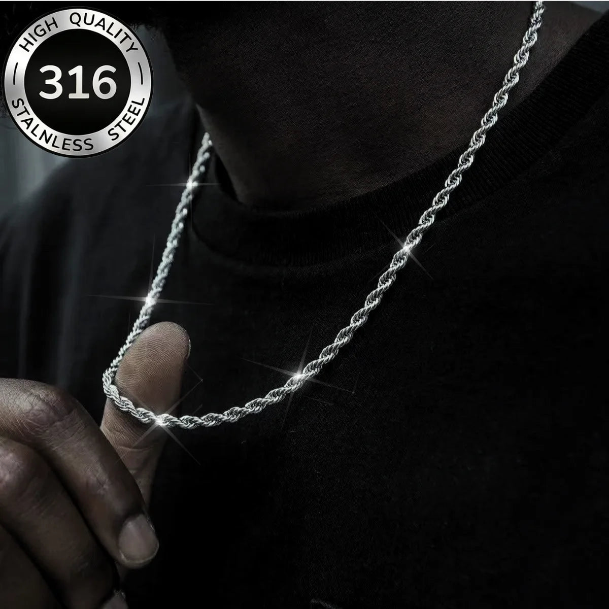 1 Piece Silver Color Width 2mm/3mm/4mm/5mm Rope Chain Necklace for Men Women Stainless Steel Twisted Singapore Layering Collier