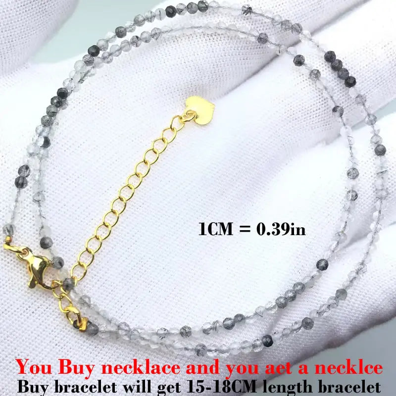Fashion Faceted 2mm Beads Necklace Mini Natural Stone Amethysts Quartzs Agat Choker Mini detail view