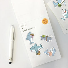 50 Funny Shark Meme Stickers Pack | Waterproof PVC Decals for Laptop, Luggage, Skatebo close-up view