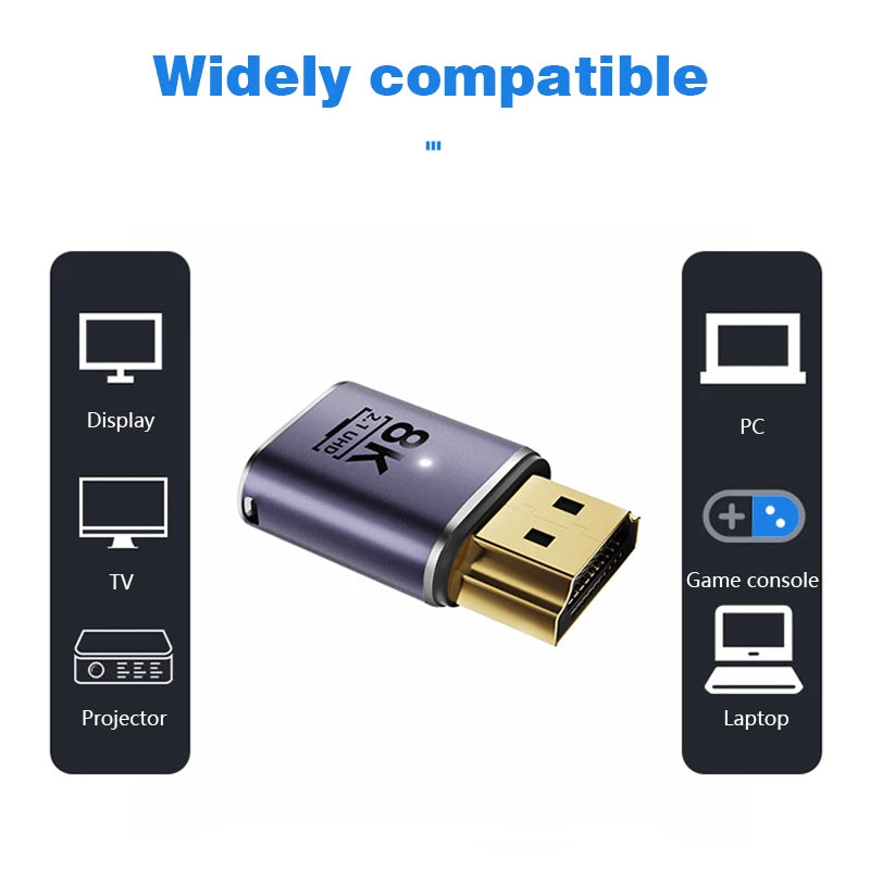 NNBILI HDMI 2.1 Adapter | 48Gbps 8K@60Hz Elbow and Straight Converter detail view