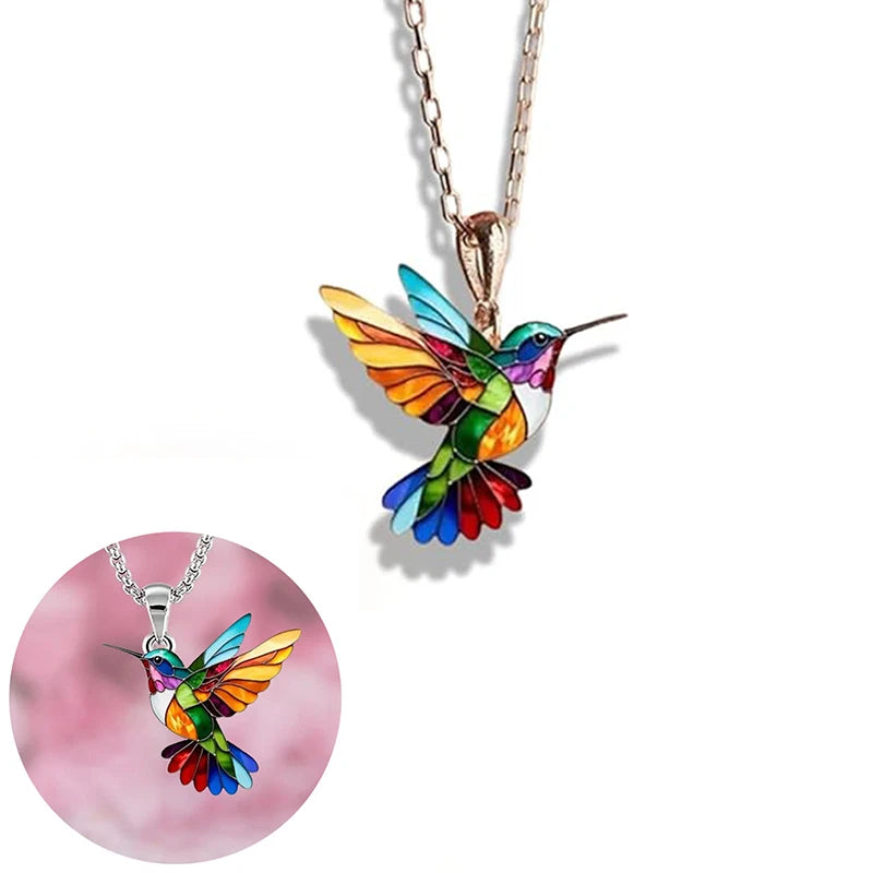 1PC Acrylic Hummingbird 2D Bird Shape Necklace for Women Girls Neck Charms Spring Summer detail view