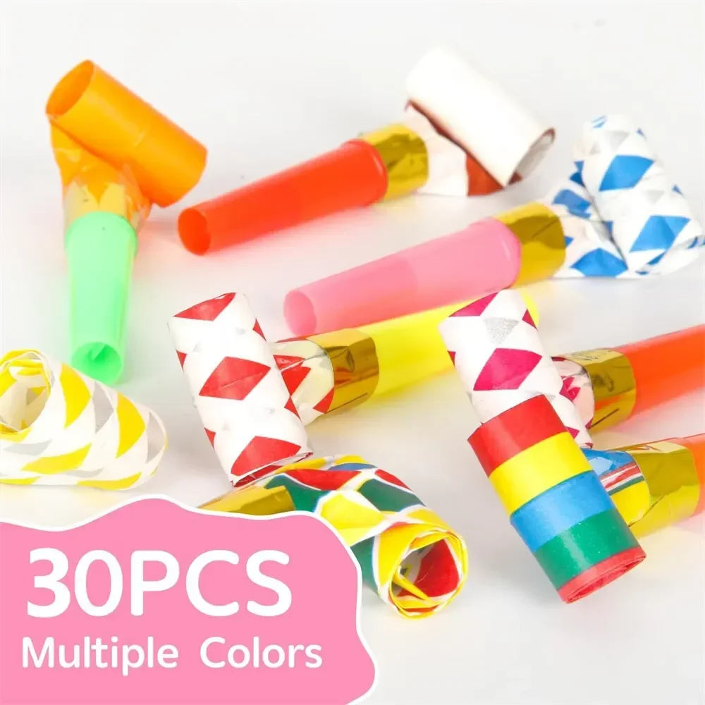 10-20PCS Colorful Whistles Funny Toy Blowing Dragon Whistle Blow Roll Toys Party Games close-up view