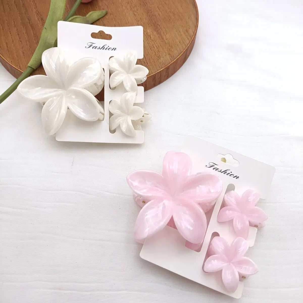 3/6/9/12PCS Hawaiian Gradient Flower Hair Claw Clip For Women Girl Fashion Plastic additional angle