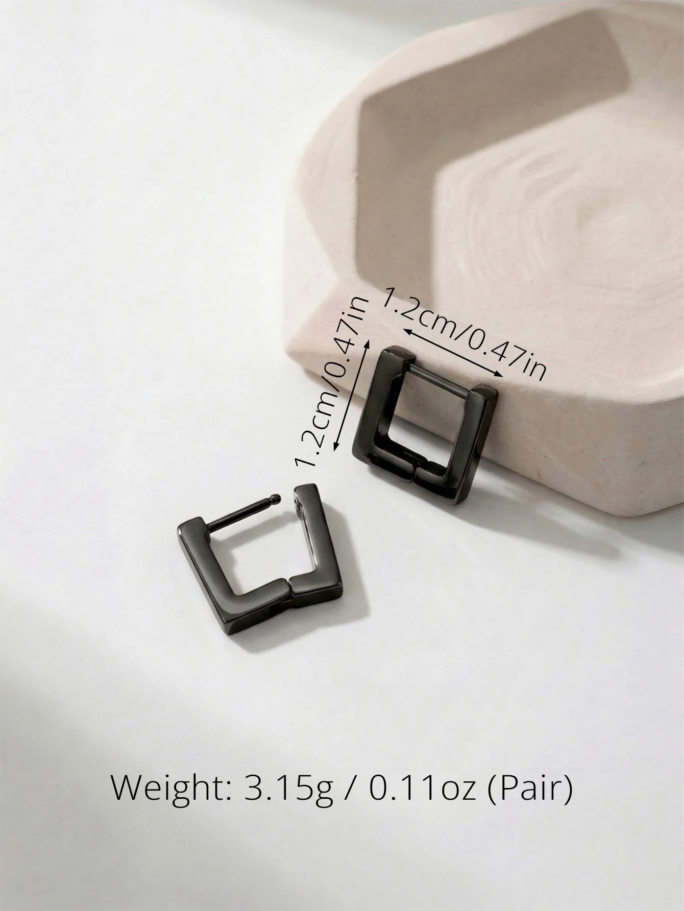 Unisex Stainless Steel Rectangular Hoop Earrings for Men Women Punk Rock Triangle Huggie detail view