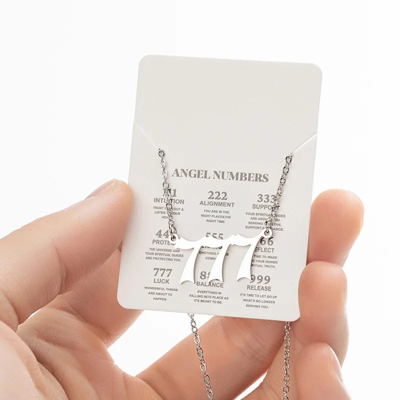 Stainless Steel Angel Number Lucky Numbers Necklaces 111 222 333 444 555 777 888 99 additional angle