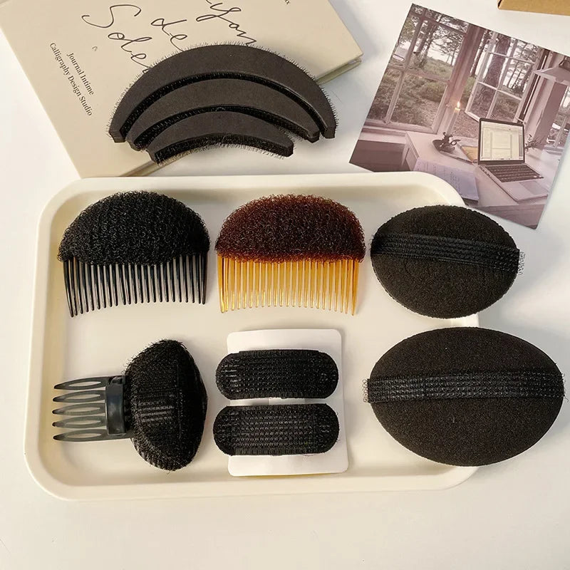 Hair Head Puff Cushion Invisible Fluffy Hair Clip Pad Sponge Pins Bun Bump Volume Hair Base Women Girls Hair Style Accessories