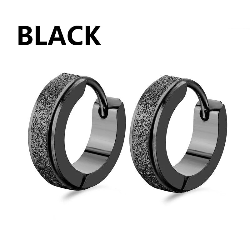 Stainless Steel Frosting Hoop Earrings | Punk Cross Dangle Earrings for Unisex additional angle