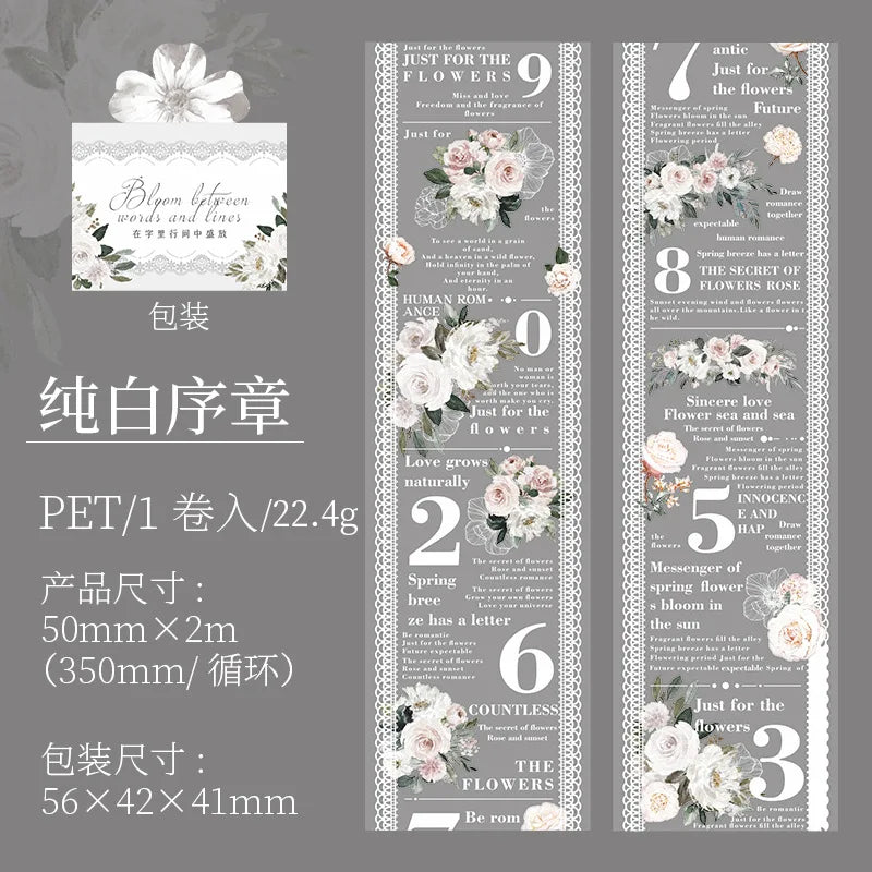 6 Styles Decorative Lace Flower Tape Set | DIY Collage PET Stickers alternate view