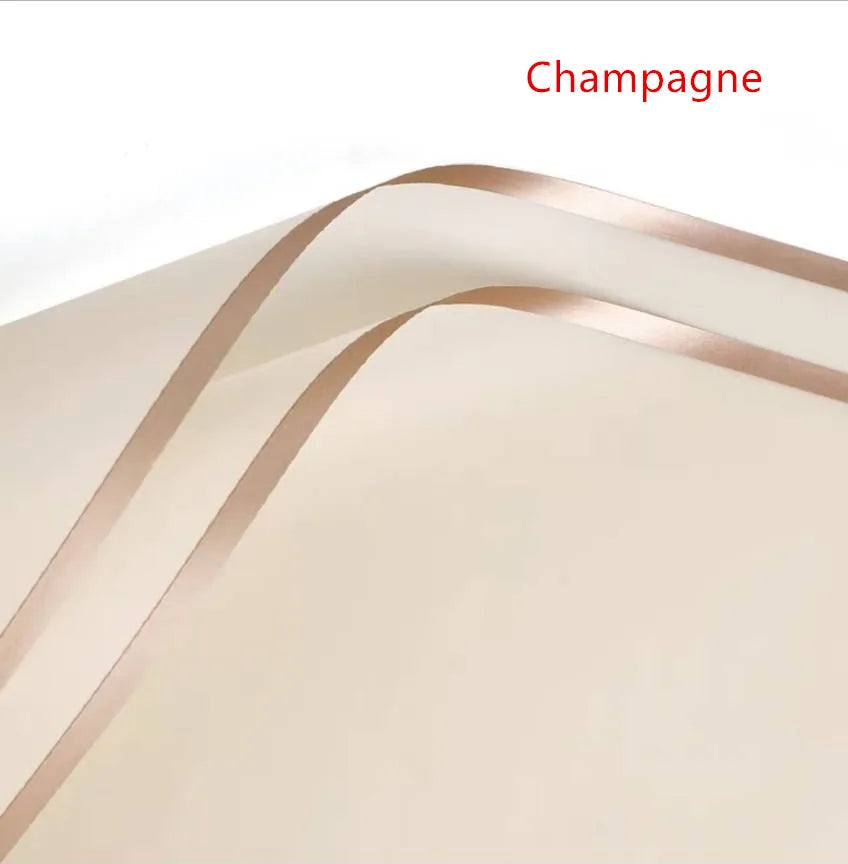 Golden Border Rose Wrapping Paper 5 Pack | Half Transparent Korean Style Gift Packing close-up view