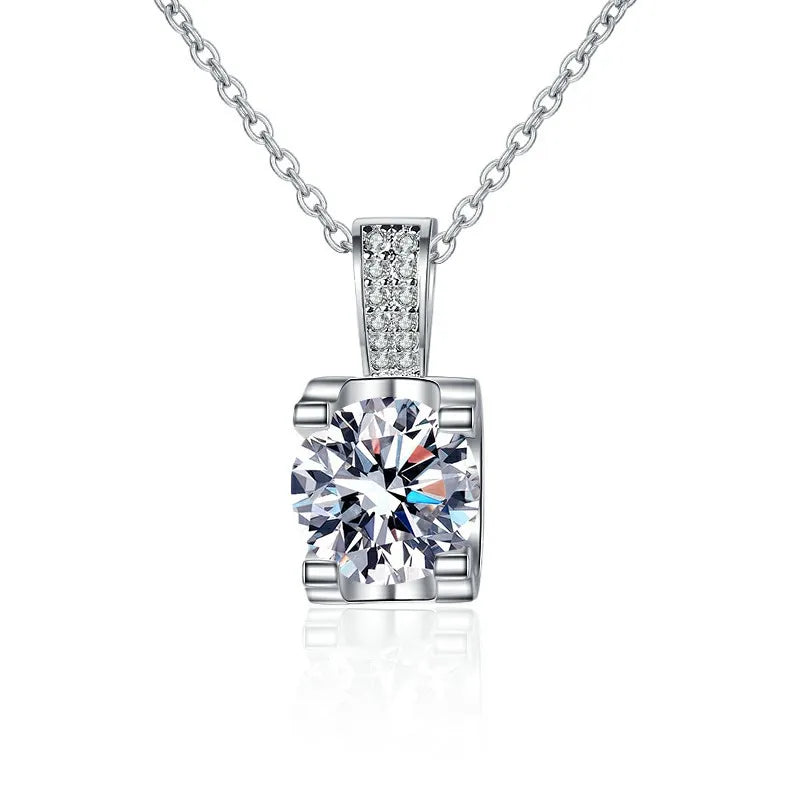 New 925 Sterling Silver Necklace Pendant 5A Zircon For Women Classics Fashion Weddi additional angle