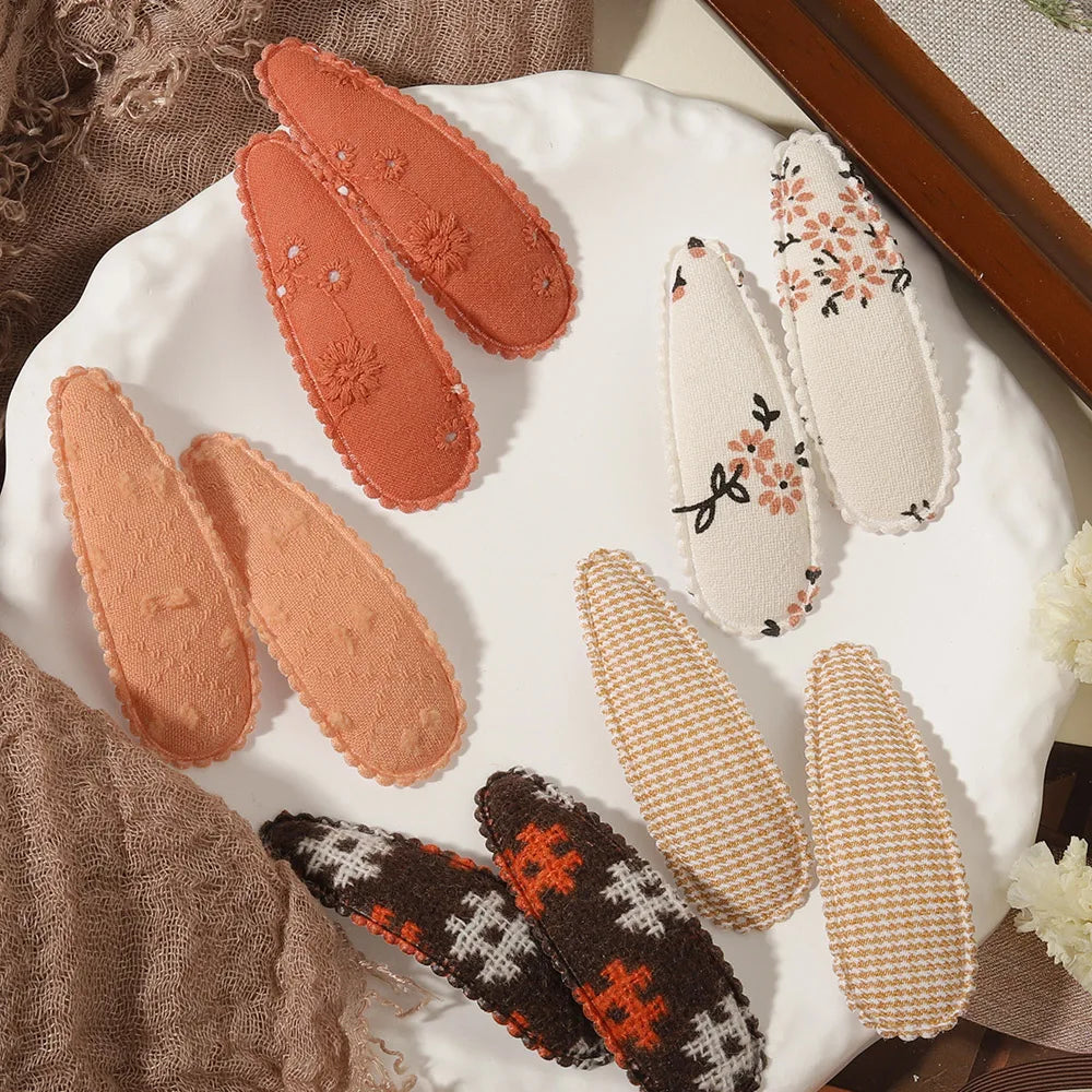 1 Set Printed Fabric Hair Clips Sweet Handmade BB Hair Clips Baby Girl Bangs Fixed Edge Clips Children's Hair Accessories Gifts