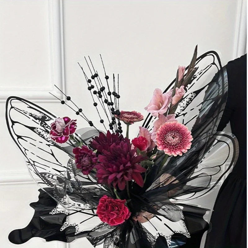 40pcs Transparent Crystal Butterfly Wrapping Paper | Floral Bouquet Packaging Mater additional angle