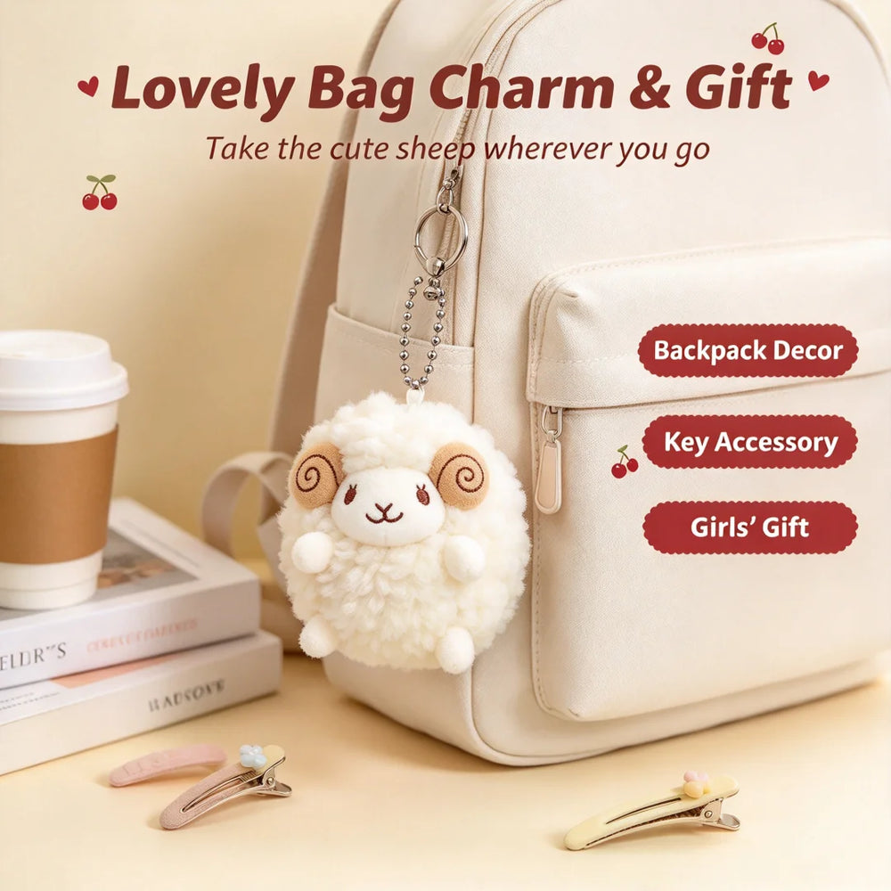 Cute Plush Sheep Keychain Soft Lamb Doll Pendant Backpack Charm Lovely Animal Hanging alternate view
