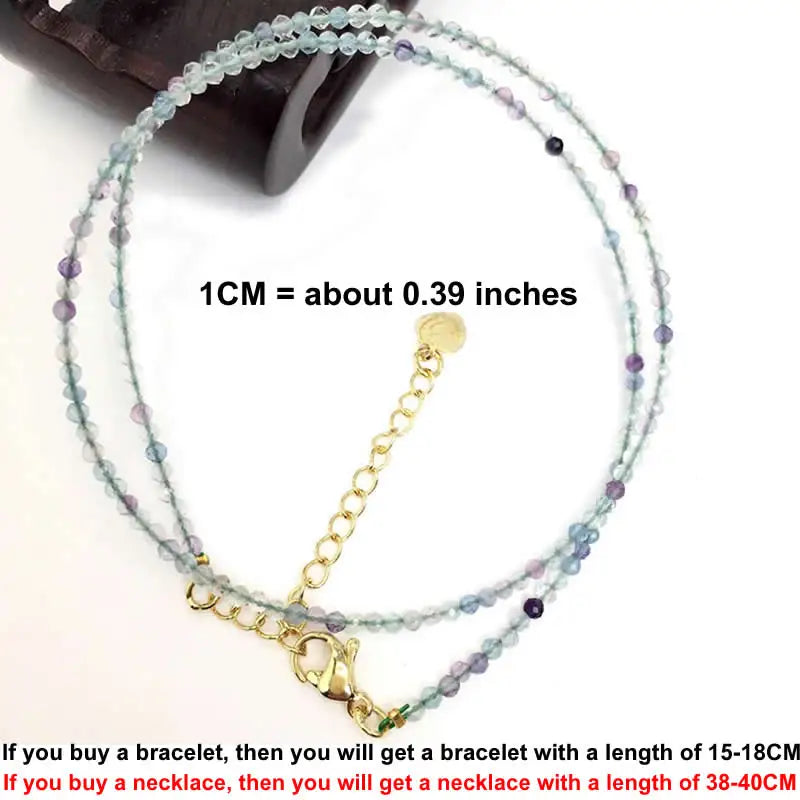Faceted Gemstone Beaded Necklace and Bracelet Set | Natural Crystal Choker Jewelry additional angle