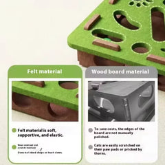 Interactive Maze Cat Toy | Felt Plush Puzzle with Bell Ball close-up view