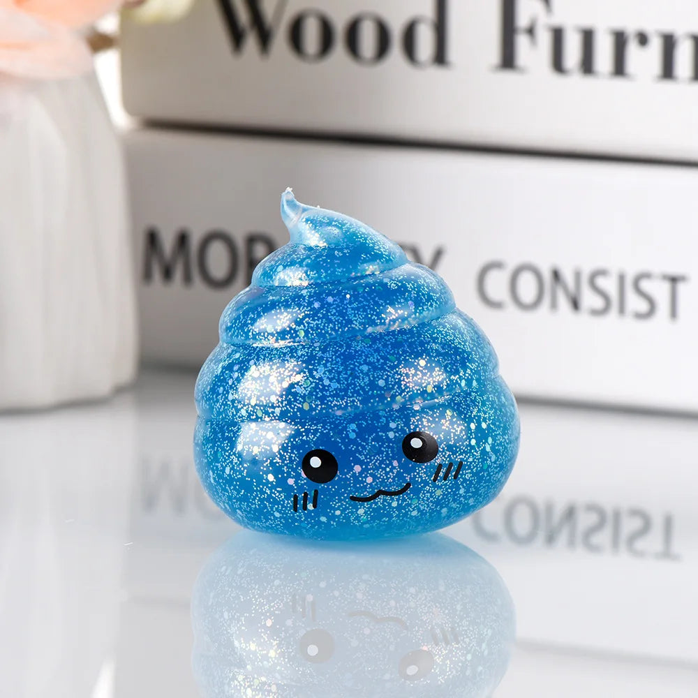 Novelty Squishy Poo Stress Ball Squishies Toys Glitter Funny Stretch Squeeze Fidget T alternate view