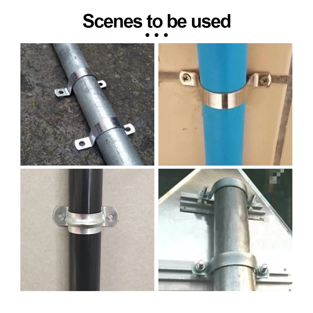 NINDEJIN U Shape Pipe Clamps | 304 Stainless Steel Two Hole Strap Conduit Tube Clip lifestyle view