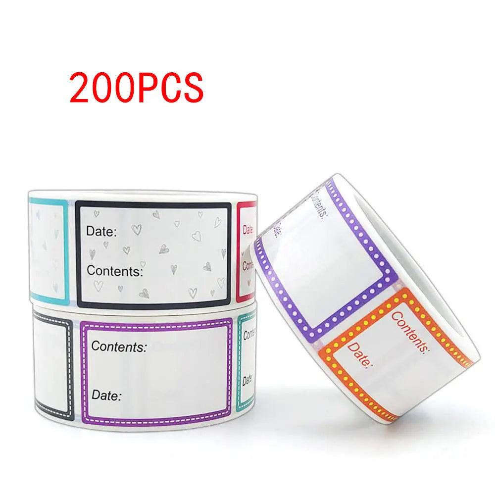 200 Pieces Food Labels, 1 x 1.6 Inch Date Stickers for Freezer, Refrigerator Food Containers - Easy