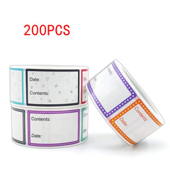 200 Pieces Food Labels, 1 x 1.6 Inch Date Stickers for Freezer, Refrigerator Food Containers - Easy