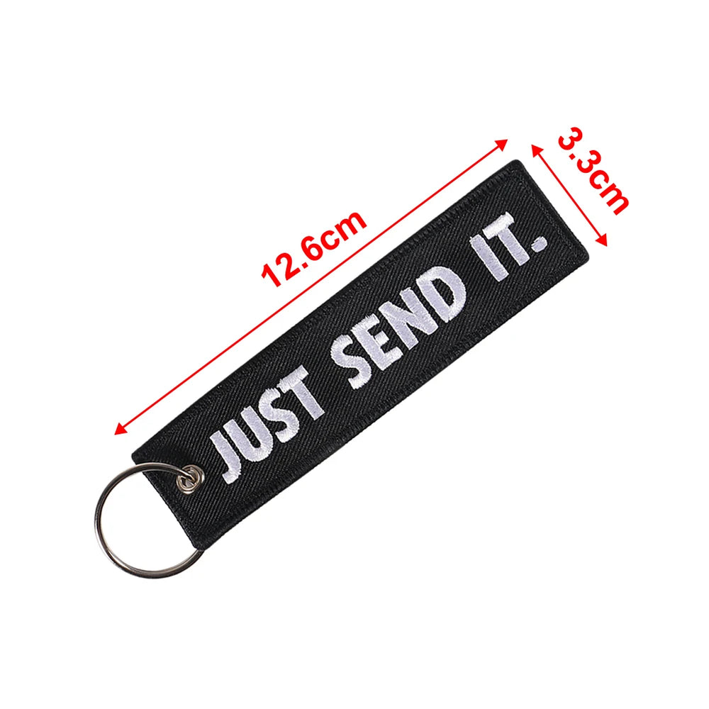 JUST SEND IT Keychains | 5-Pack Luggage Tag and Key Ring Set lifestyle view