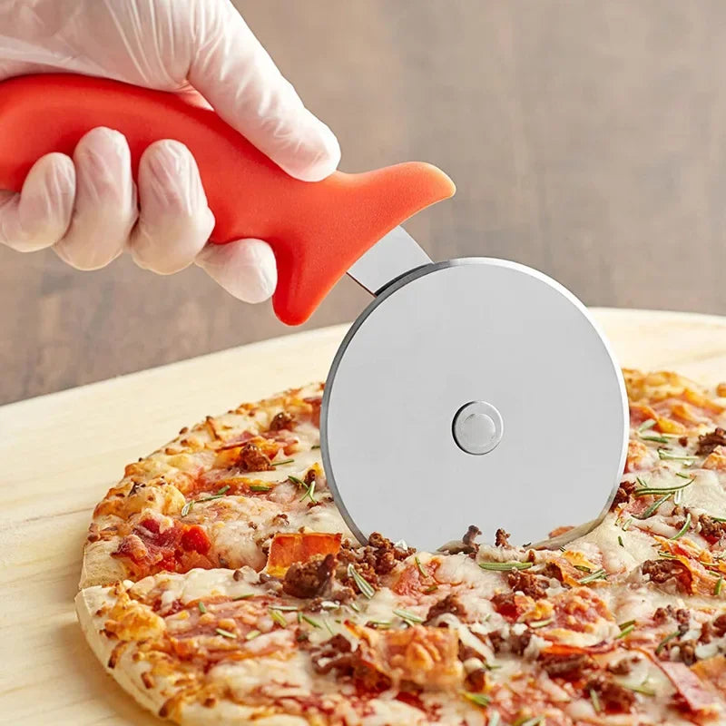 Stainless Steel Pizza Cutter Wheel | Kitchen Pastry Roller Scissor close-up view