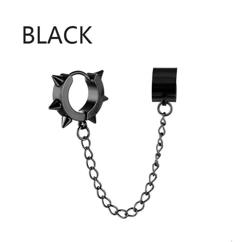Punk Tassel Clip Earrings | Unisex Hip Hop Chain Hoop Ear Cuffs additional angle