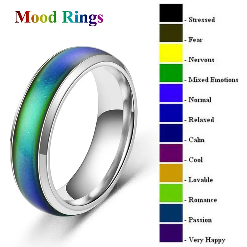 1pc Stainless Steel Mood Ring Changing Color Rings Emotion Feeling Temperature Ring F alternate view