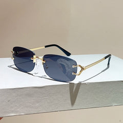 Rimless Square Sunglasses | Vintage Gradient UV400 Shades close-up view