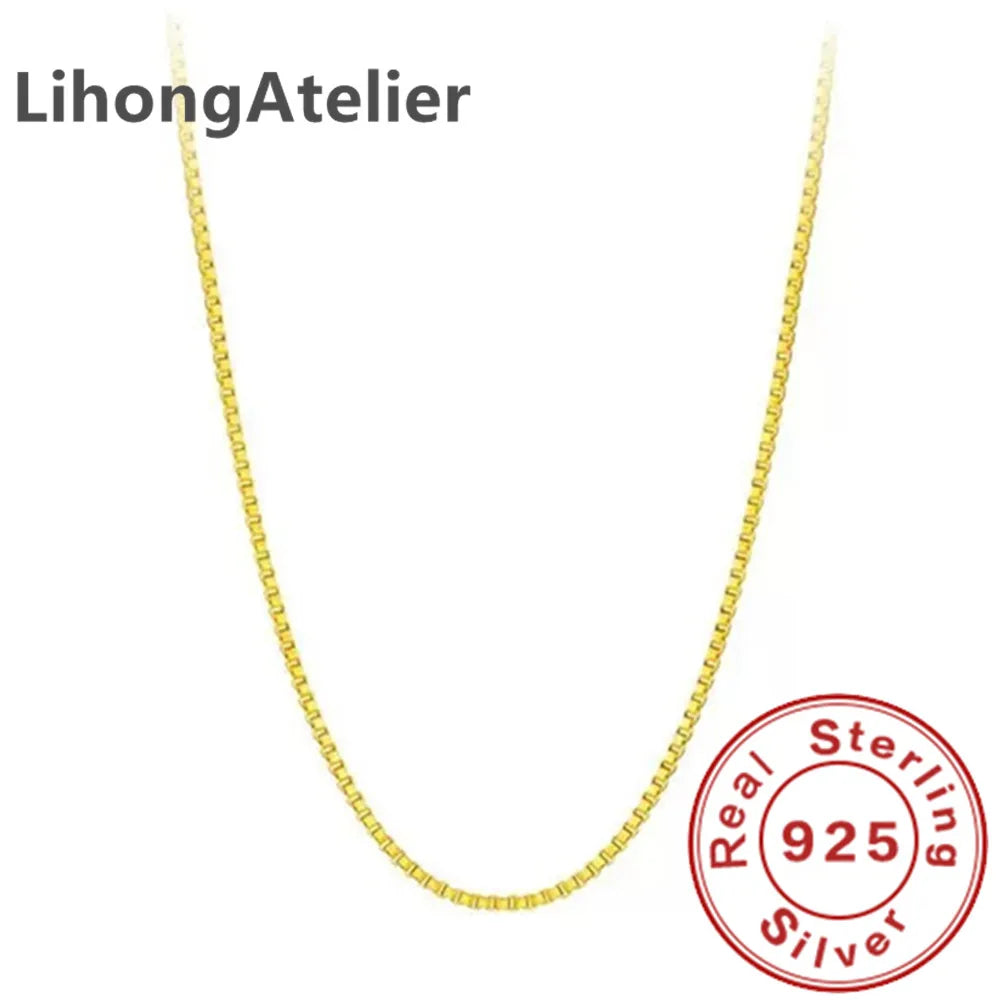 New 925 Sterling Silver Necklace 1mm Box Venetian Necklace Gold Plating Suitable For alternate view